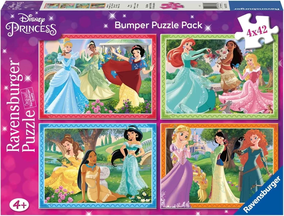 Disney Princess 4 x 42 Piece Puzzles In One Box  - Image 1 of 1