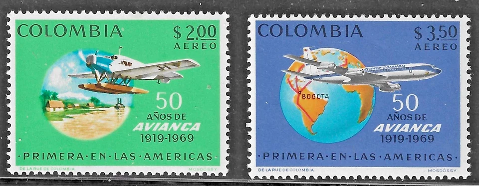 Colômbia (1969) - Scott # C520 - C521, sem marca de charneira - Imagem 1 de 1