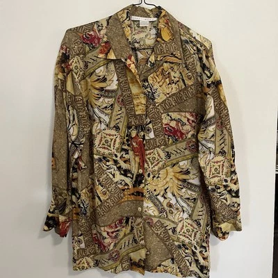 Vintage 90s the Limited 100% silk Renaissance button down blouse shirt, size XS - Image 1 of 4