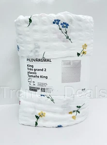 Juego de cama funda nórdica IKEA PILDVARGMAL King con 2 fundas de almohada blanco floral - NUEVO - Imagen 1 de 5