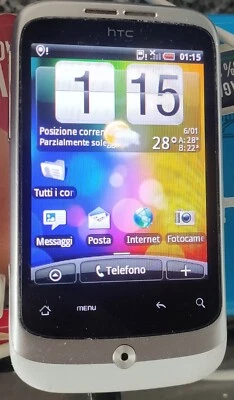 Original HTC Wildfire A3333 Smartphone Android 3G 5.0MP White-Silver Metallic - Immagine 1 di 3