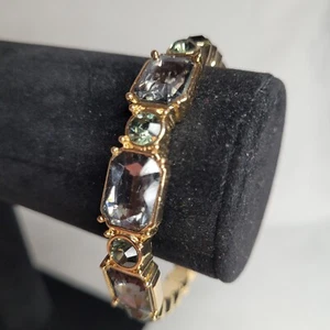 Thalia Sodi Womens Gold Tone Bangle Bracelet Gray Rhinestones Bling Fashion - Picture 1 of 6