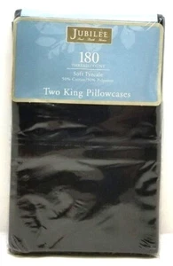 Jubilee 180 Thread Count Soft Percale Two King Pillowcases Black NOS (G7) - Picture 1 of 2