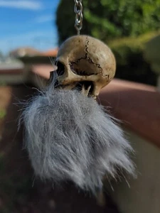 3D Skull Bone Head Keychains motorcycle Guardian gremlin angel biker auto gray - Picture 1 of 8