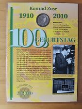 10 Euro Münze - 100. Geburtstag Konrad Zuse - Silber 2010 im Numisbrief