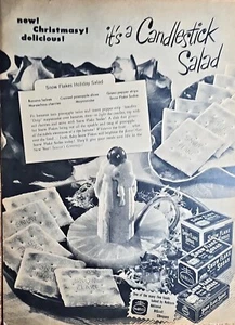 NABISCO-SNOW FLAKES-1946 Vintage Print Ad"It's a Candlestick Salad"Christmas-VTG - Picture 1 of 1