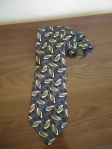 Calvin Klein 100% Silk Tie Gray Blue and Brown Football Shaped Design - Picture 1 of 7