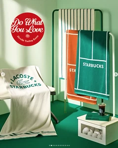 Starbucks Korea X Lacoste 2025 Summer Frequency - Bath Towel (1 PC) - Picture 1 of 13