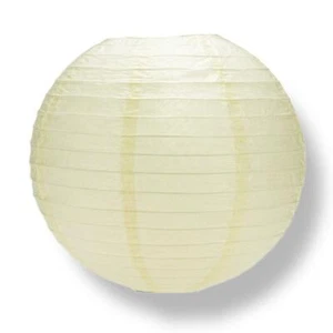 Linterna de papel redonda marfil de 10", acanalado uniforme, decoración colgante - Imagen 1 de 4