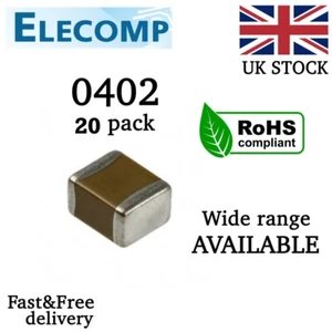 0402 SMD Capacitors Range 1pF - 10uF NP0 50V 20pcs Free postage STARTER KIT 180p - Picture 1 of 5