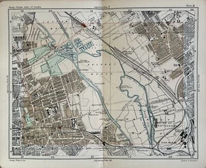 1900 Hackney Homerton Clapton Leyton Antique London Street Plan By George Philip - Picture 1 of 3