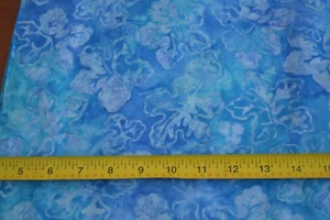 By 1/2 Yd, Floral Print on Blue Blue Batik, Moda/Paradise/4512 13, M8812 - Picture 1 of 5