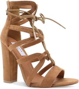 Chelsea & Zoe Elyse Brown Suede Lace-up Gladiator Dress Sandals Women's Size 9 - Picture 1 of 6
