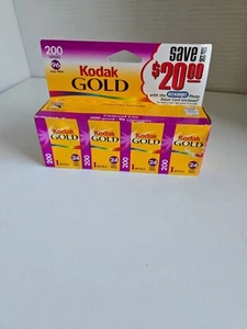 Kodak Gold 200 Color Print 35mm - 4 Rolls 24 Exposures NOS SEALED - Expired 2002 - Picture 1 of 3
