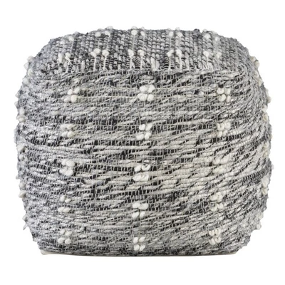 Uttermost 23974 18"W Ottoman Pouf - Black / Gray / White - Image 1 of 4