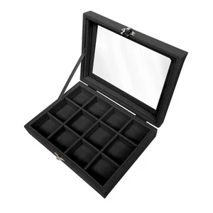 Clear Acrylic Lid 12 Grids Velvet Jewelry Box Tray Stackable Display Storage ... - Picture 1 of 5