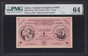 Latvia - Germany 1 Punkt 1945, Pick Unlisted, PMG 64, UNC - Picture 1 of 2