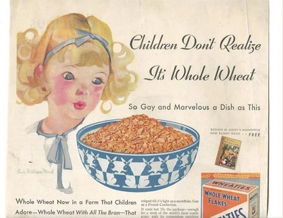 Rare 1930's Wheaties Cereal & Postum Beverage Magazine Ads; Great Shape! - Image 1 of 4