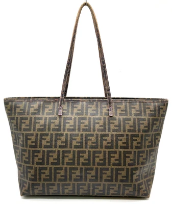 Authentic FENDI Zucca Print PVC Brown Purple Tote Bag Shoulder Bag NS101172 - Image 1 of 4