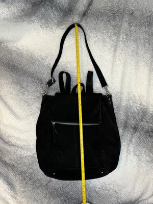 Free People Paint The Town Backpack Shoulder Bag Adjustable Black Suede NWOT - Image 1 of 4
