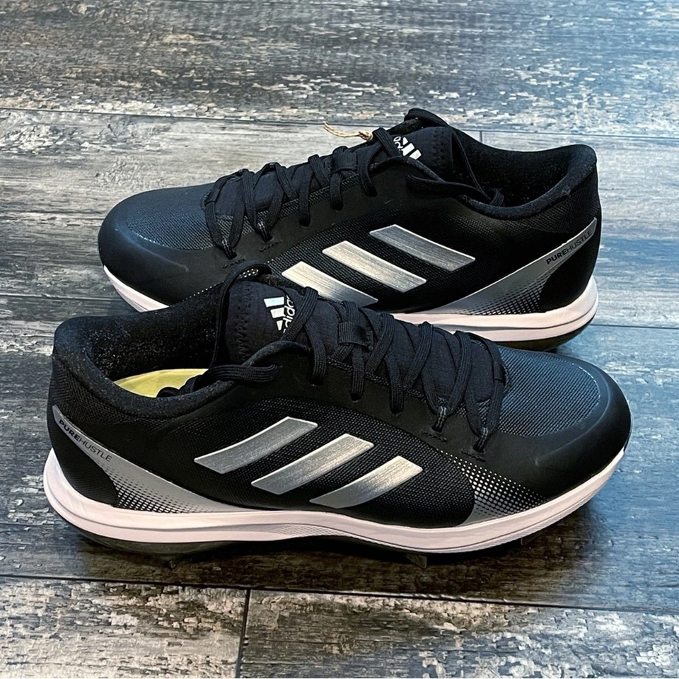 Adidas Women's PureHustle 2 Metal Softball Cleats Black/Silver H00984 Size 8