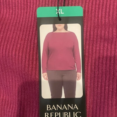 Camiseta pulóver Banana Republic para mujer talla XL roja acanalada manga larga Foto 1 de 3