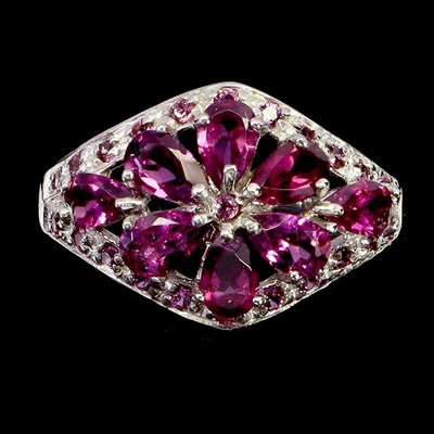 Anillo de plata de ley 925 pera rodolita granate 5x3 mm piedras preciosas joyería tamaño 7 Foto 1 de 4