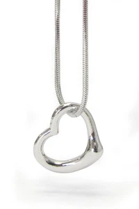 HERZ HALSKETTE schlicht offen Herz Anhänger Weißgold vergoldet Halskette - Bild 1 von 1