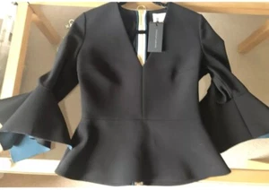 ROKSANDA BLACK SILK LINED 3/4 SLEEVE Top Size UK 10 NEW £650 - Picture 1 of 7