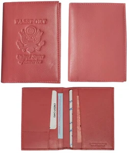 passport case new leather passport cover red wallet credit card case ID holder - Picture 1 of 12