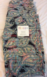 Women Lularoe TC Tall Curvy 3D Paisley Black Pastel Leggings Pants Unicorn New - Picture 1 of 9