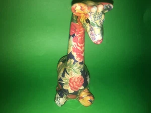  Decoupage Patchwork Glazed Multi-Colored Floral Design Giraffe 7" Tall  - Picture 1 of 6