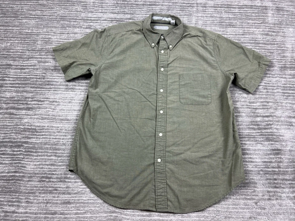 Camisa ZINC Mujer Grande Verde CHAMBRAY Manga Corta Botón Delantero Foto 1 de 4