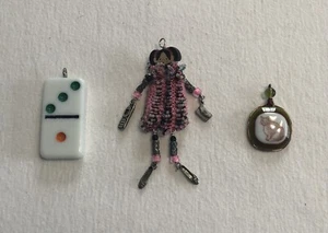 Mode Anhänger Set Domino Zuckermais rosa Mädchen Katze Spaß - Bild 1 von 5