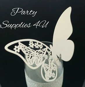 Pretty butterfly glass decoration 6pk. Wedding/table/wine/champagne/anniversary - Picture 1 of 3