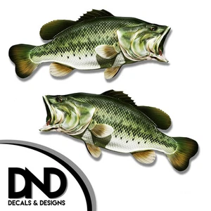 Largemouth Bass - Fish Decal Fishing Hunting Bumper Sticker "3in SET" F-0320 D& - Picture 1 of 1