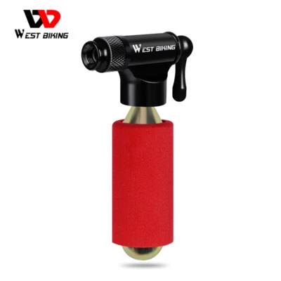 WEST BIKING Mini Aluminum Bike Bicycle Pump Fast Air CO2 Inflator Ball Pump - Image 1 of 4