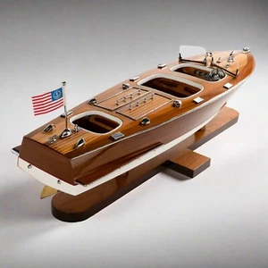 Handcrafted Chris Craft Triple Cockpit Model Speedboat 24.5”- Fully Assembled - Picture 1 of 10