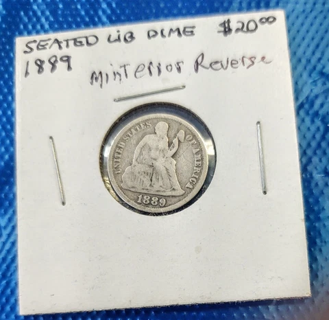 1889 Seated Liberty Dime VG  Mint Error On Reverse Cover