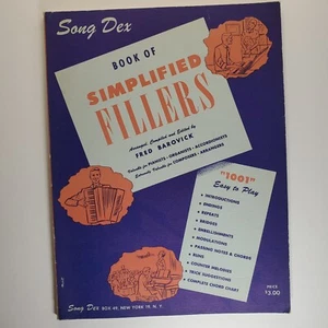 Book of Simplified Fillers by Fred Barovick 1953 Sheet Music Paperback Song Dex - Imagen 1 de 7