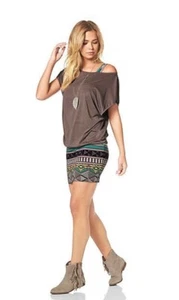 Damen Sommer Kleid Minikleid Sexy S 36 braun grün - Bild 1 von 5