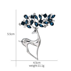 New Fashion Silver Plated Crystal Deer Elk Brooch Pin Women Costume Jewelry Xmas