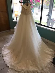 Morilee Wedding Dress By Madeline Gardner Lace Sequence Long Train Ivory Size 12 - Picture 1 of 12