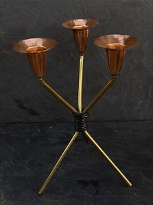 Vintage 3-flammiger Kerzenständer, Messing und Kupfer (X 1207) - Bild 1 von 4