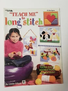 Teach Me to Long Stitch Book plastic canvas pattern cat dog butterfly rainbow - Picture 1 of 8