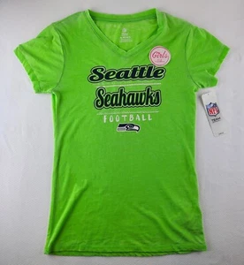Seattle Seahawks Girls T-Shirt Top Burnout Glitter NFL Green M, L, XL - Picture 1 of 2