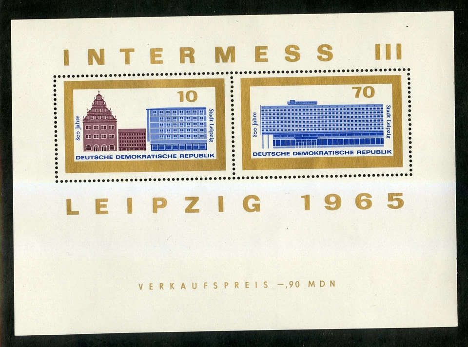 DDR #MiBl23 MNH S/S 1965 INTERMESS Leipzig Buildings [781a] - Image 1 of 1