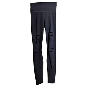 Alo Yoga High Waisted Ripped Warrior Leggings Black XS Made In Portugal - Picture 1 of 8