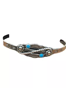 Brazalete Bell Trading Post Nativo Americano Turquesa Esterlina Niño Talla De Colección - Imagen 1 de 11