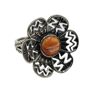 Anillo Carolyn Pollack Plata Esterlina Flor de Ostra Espinosa Por VERONICA DINE Talla 8 - Imagen 1 de 6